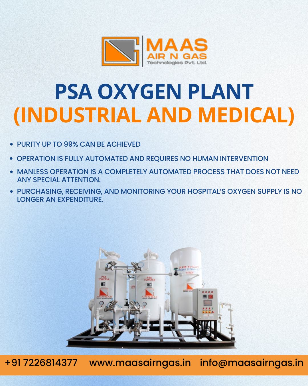 PSA Oxygen Plant for Industrial and Metal Industry