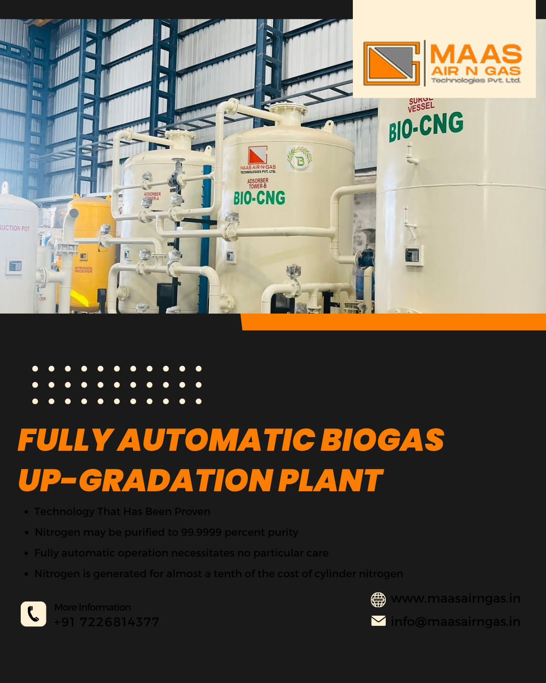 Fully Automatic Biogas Up-Gradation Plant
